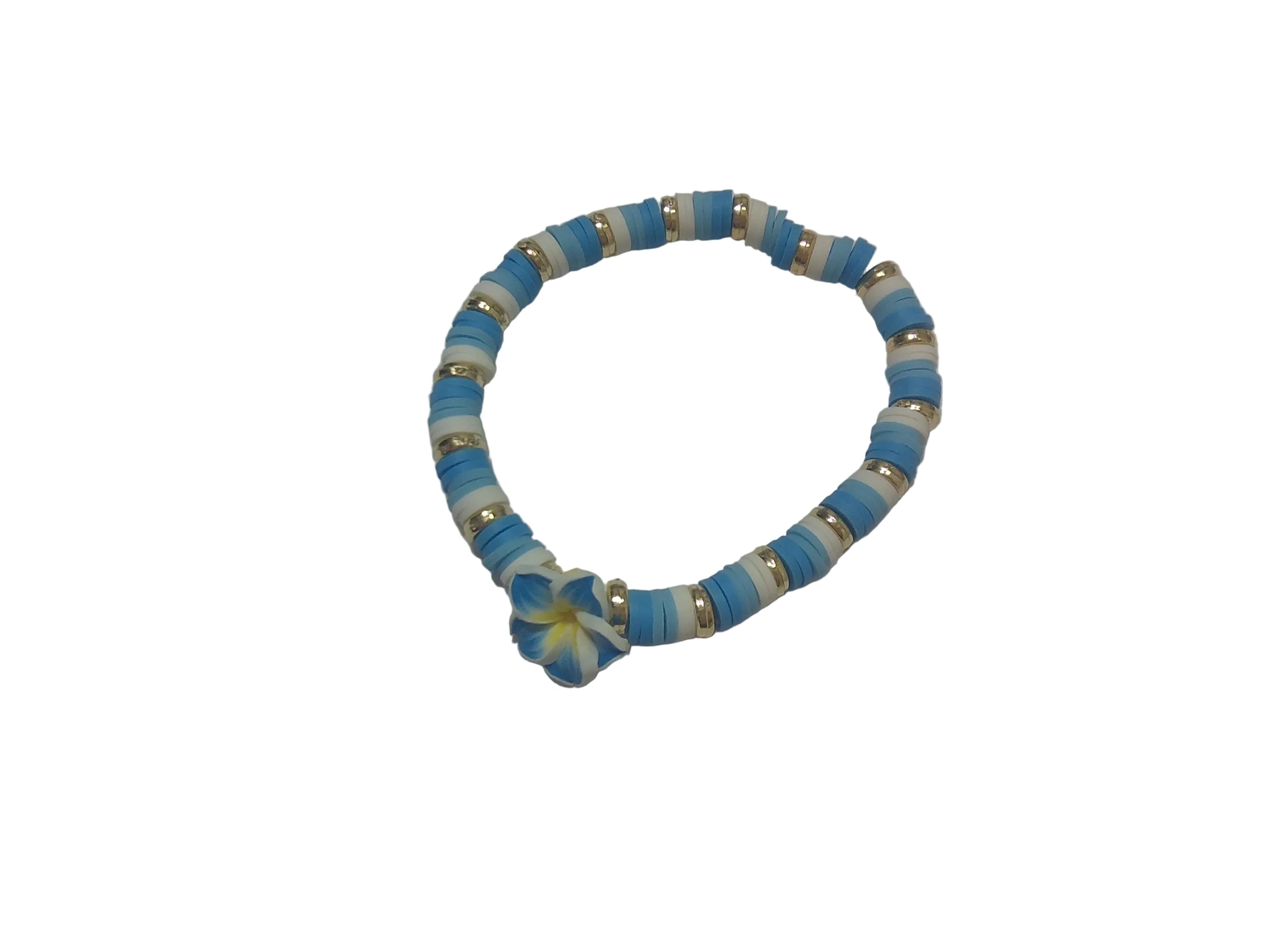 Clay beaded bracelet with gold spacers